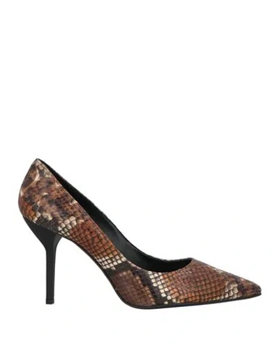 Decollete Woman Pumps Brown Size 6 Leather