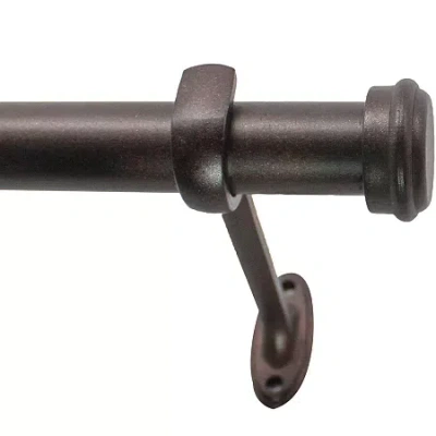 Decopolitan End Cap Adjustable Curtain 5/8" Diameter Rod In Red