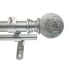Decopolitan Gray Marble Double Curtain Rod In Silver
