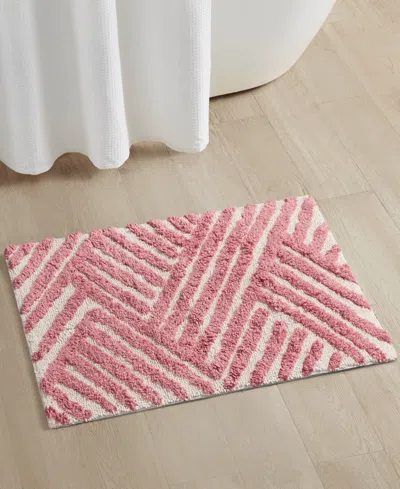 Decor Studio Basket Weave Stripe Tufted Bath Rug, 20" X 30" In Desert Sand