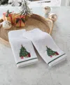 Decor Studio Holiday Christmas Tree Turkish Cotton 2-pc. Hand Towel Set, 16" X 28" In White