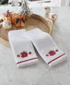 Decor Studio Holiday Poinsettias Turkish Cotton 2-pc. Hand Towel Set, 16" X 28" In White