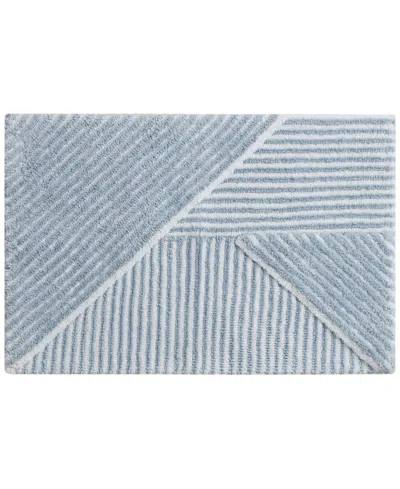 Decor Studio Luna Stripe Skid-resistant Bath Rug, 20" X 30" In Blue