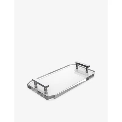 Decor Walther Crystal Clear Chrome Kr Tab Kristall Glass Tray In Silver