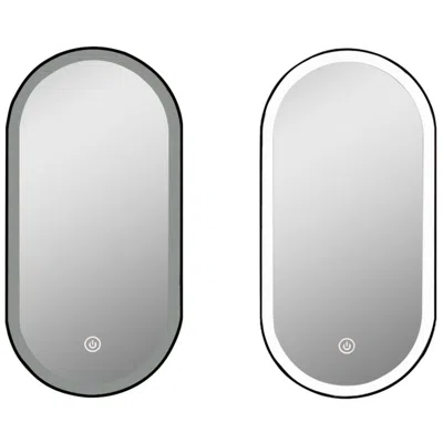 Decor Wonderland Black Metal Oval Fog Free Framed Led Bathroom Mirror 39.5 In. X 23.6 In.