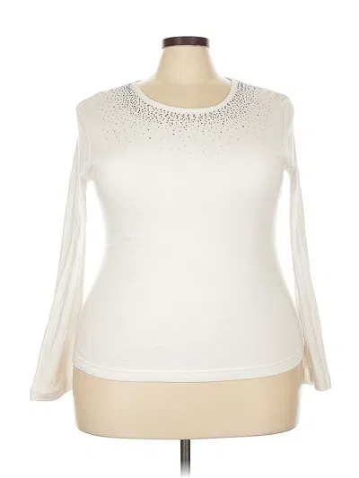Pre-owned Decorated Originals Long Sleeve Top Ivory Keyhole Neckline Tops In White