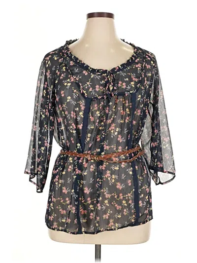 Pre-owned Decree 3/4 Sleeve Blouse In Black