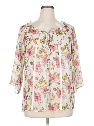 Pre-owned Decree 3/4 Sleeve Blouse In Ivory