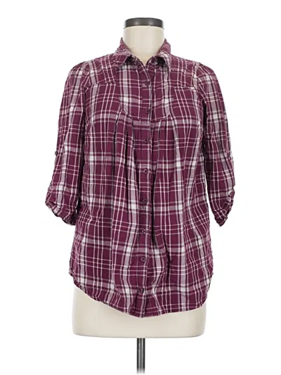 Pre-owned Decree 3/4 Sleeve Button Down Shirt In Burgundy