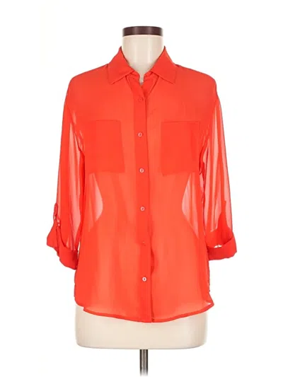Pre-owned Decree 3/4 Sleeve Button Down Shirt In Orange