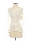 Decree 3/4 Sleeve Top Ivory Sweetheart Neckline Tops In White