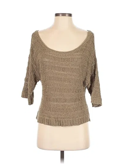 Pre-owned Decree 3/4 Sleeve Top Tan Square Neckline Tops