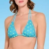 Decree Adjustable Straps Juniors Triangle Bikini Swimsuit Top In Blue