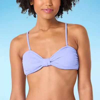 Decree Adjustable Straps Juniors Triangle Bikini Swimsuit Top In Purple