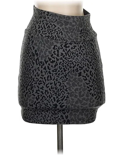 Pre-owned Decree Faux Leather Skirt In Gray