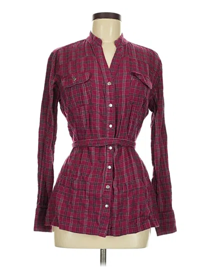 Pre-owned Decree Long Sleeve Blouse In Burgundy