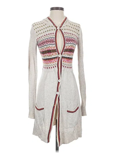 Pre-owned Decree Long Sleeve Top Ivory Plunge Neckline Tops