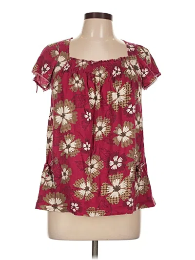 Pre-owned Decree Short Sleeve Blouse In Burgundy