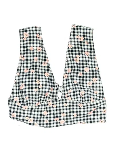 Pre-owned Decree Swimsuit Top Ivory Checkered/gingham Pattern Swimwear