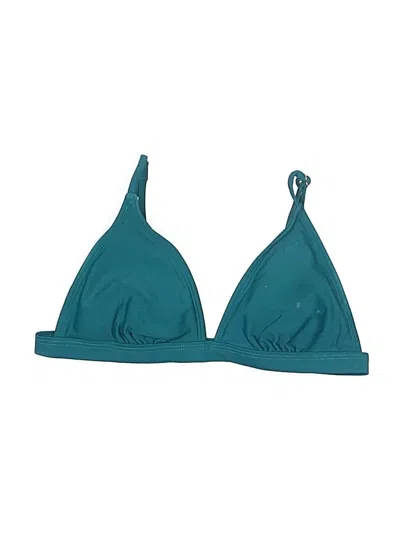 Pre-owned Decree Swimsuit Top Teal Solid Pattern Swimwear