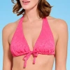 Decree Textured Triangle Bikini Swimsuit Top Juniors In Pink