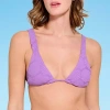 Decree Textured Triangle Bikini Swimsuit Top Juniors In Purple
