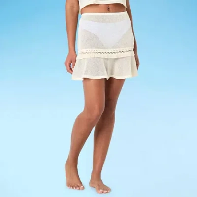 Decree Womens Knit Skirt Swimsuit Cover-up In Sand