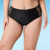 Decree Womens Lined Textured Juniors Plus High Waist Bikini Swimsuit Bottom In Black