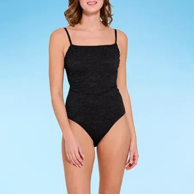 Decree Womens Textured Juniors One Piece Swimsuit In Multi