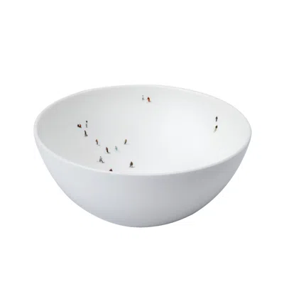 Dede Johnston White Skier Salad Bowl