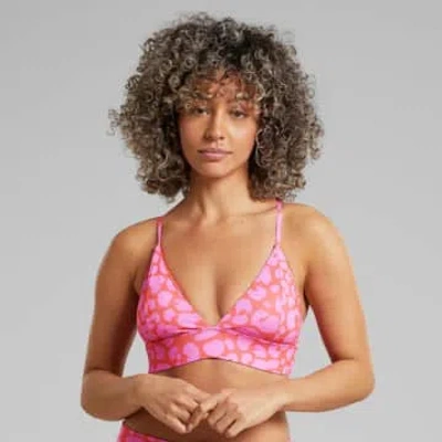 Dedicated Alva Leopard Print Pink Bikini Top In Animal Print