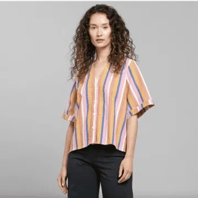 Dedicated Blouse Odense Stripe Multi Colour In Pink
