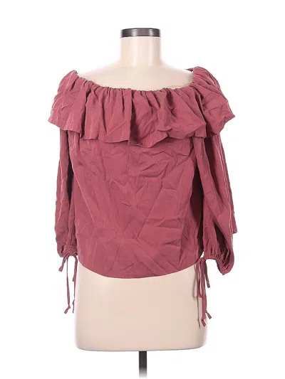 Pre-owned Dee Elly 3/4 Sleeve Blouse In Burgundy