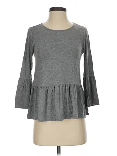 Pre-owned Dee Elly 3/4 Sleeve Top Gray Ruffles Neckline Tops