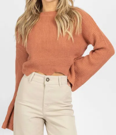 Dee Elly Bell Sleeve Cropped Sweater In Sienna In Gold