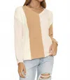 Dee Elly Colorblock Knit Sweater In Tan In Brown