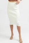 DEE ELLY FRONT WRAP MIDI SKIRT IN WHITE