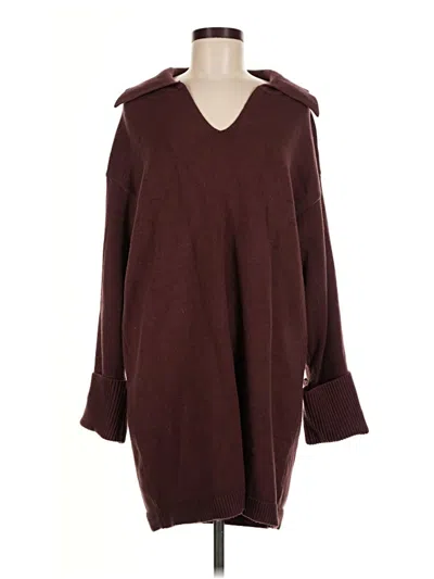 Pre-owned Dee Elly Poncho In Burgundy