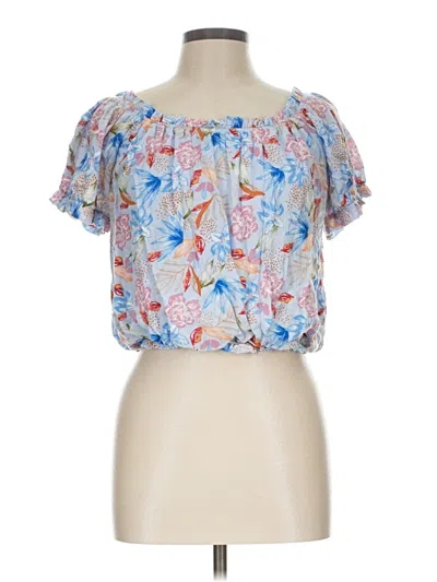 Pre-owned Dee Elly Short Sleeve Blouse In Blue