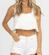 DEE ELLY SQUARENECK RELAXED CROP TOP IN WHITE