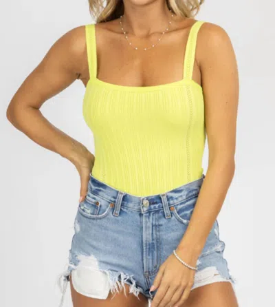 Dee Elly Straightneck Knit Bodysuit In Lime In Green