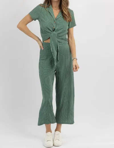 Dee Elly Tie Top + Pant Set In Lucky Green
