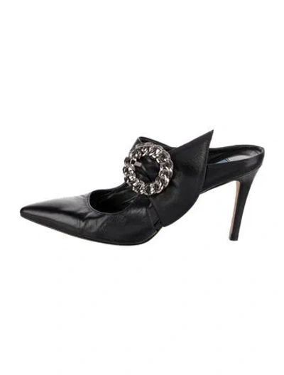 Pre-owned Dee Keller Leather Mules In Black