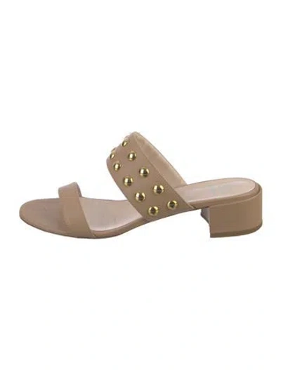 Pre-owned Dee Keller Leather Slides In Neutral