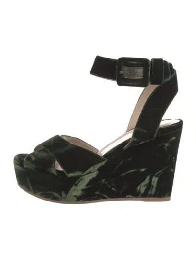 Pre-owned Dee Keller Velvet Slingback Pumps In Green