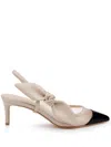 Dee Ocleppo Women's Caracas Knotted Bow Leather And Mesh Slingback Pump In Neutrals