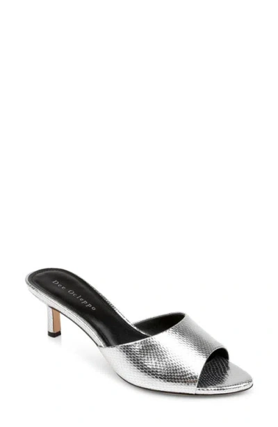 Dee Ocleppo Bogota Pointed Toe Slide Sandal In Silver Leather