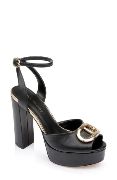 Dee Ocleppo Brigitte Peep Toe Platform Pump In Black Leather