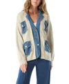 Dee Ocleppo Clio Women's Sweater Denim Long Sleeve Mix Jacket In Blue