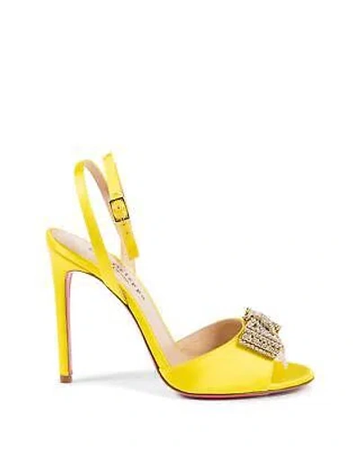 Pre-owned Dee Ocleppo Crystal Bow Satin Sandal - Sandals - Yellow -size 36